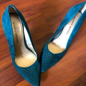 Audrey Brooke - Sloan Teal Leather Heels